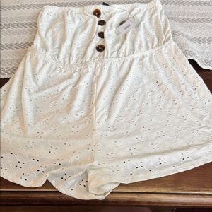 White Eyelet Button-Up Women romper